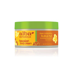 Crème Alba Botanica Kukui Nut en flacon, hydratation durable pour peau sèche.