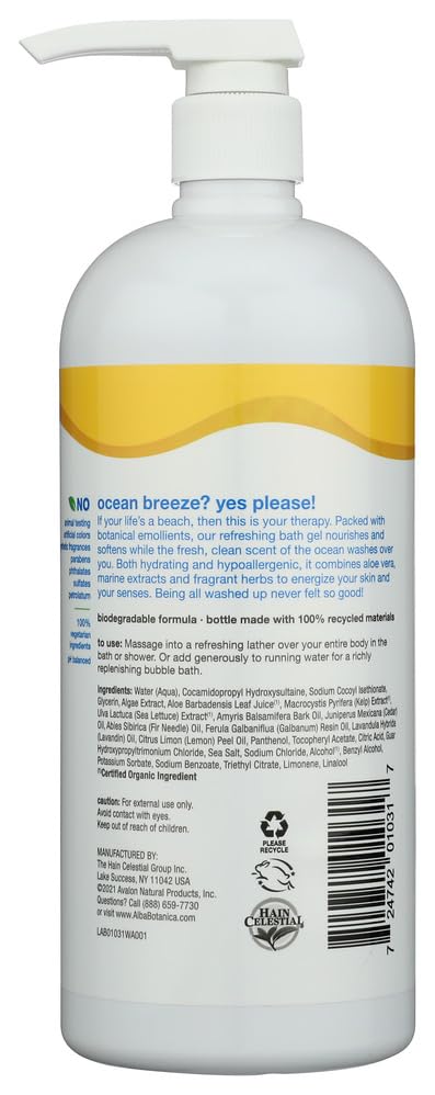 Alba Botanica Ducha Emoliente Oleaje Oceánico, espuma cremosa para una limpieza suave.