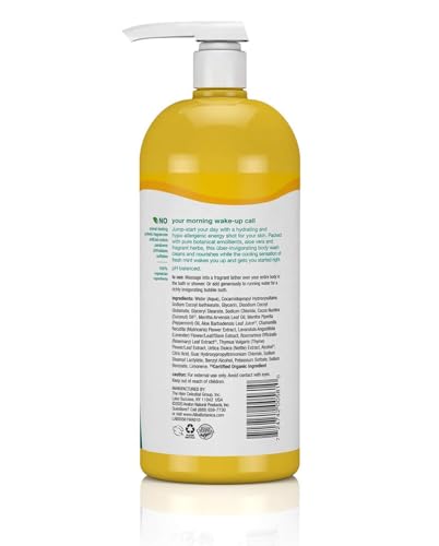 Alba Botanica etiqueta del gel de baño menta espumosa, diseño limpio y aromático