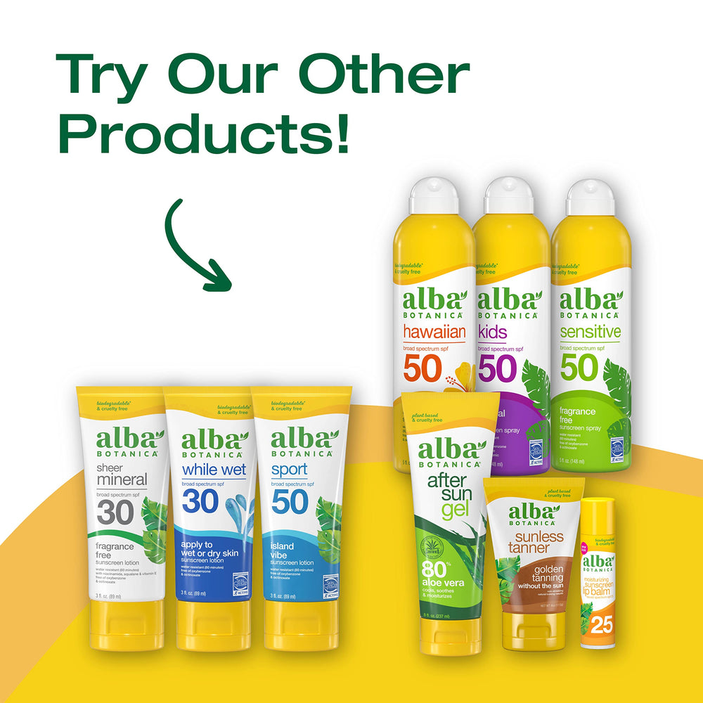 Aloe vera en fórmula de Alba Botanica cuida piel sensible infantil.