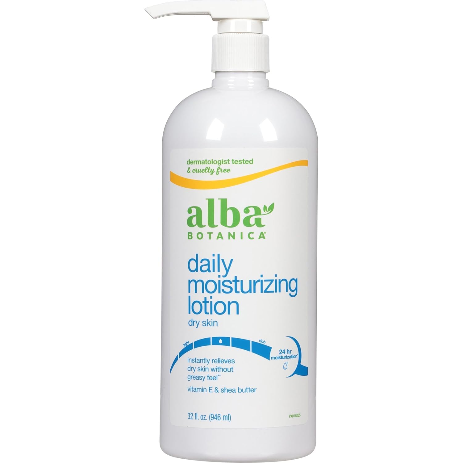 Loción corporal Alba Botanica Muy Emoliente Máxima en botella de 32 oz para hidratación profunda