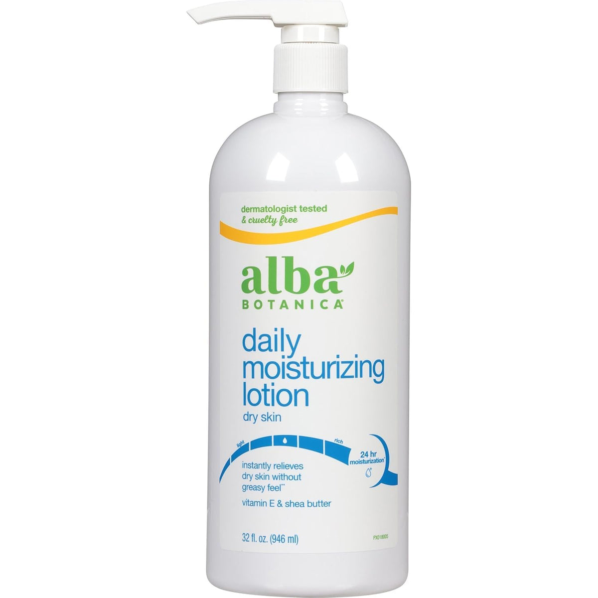 Loción corporal Alba Botanica Muy Emoliente Máxima en botella de 32 oz para hidratación profunda