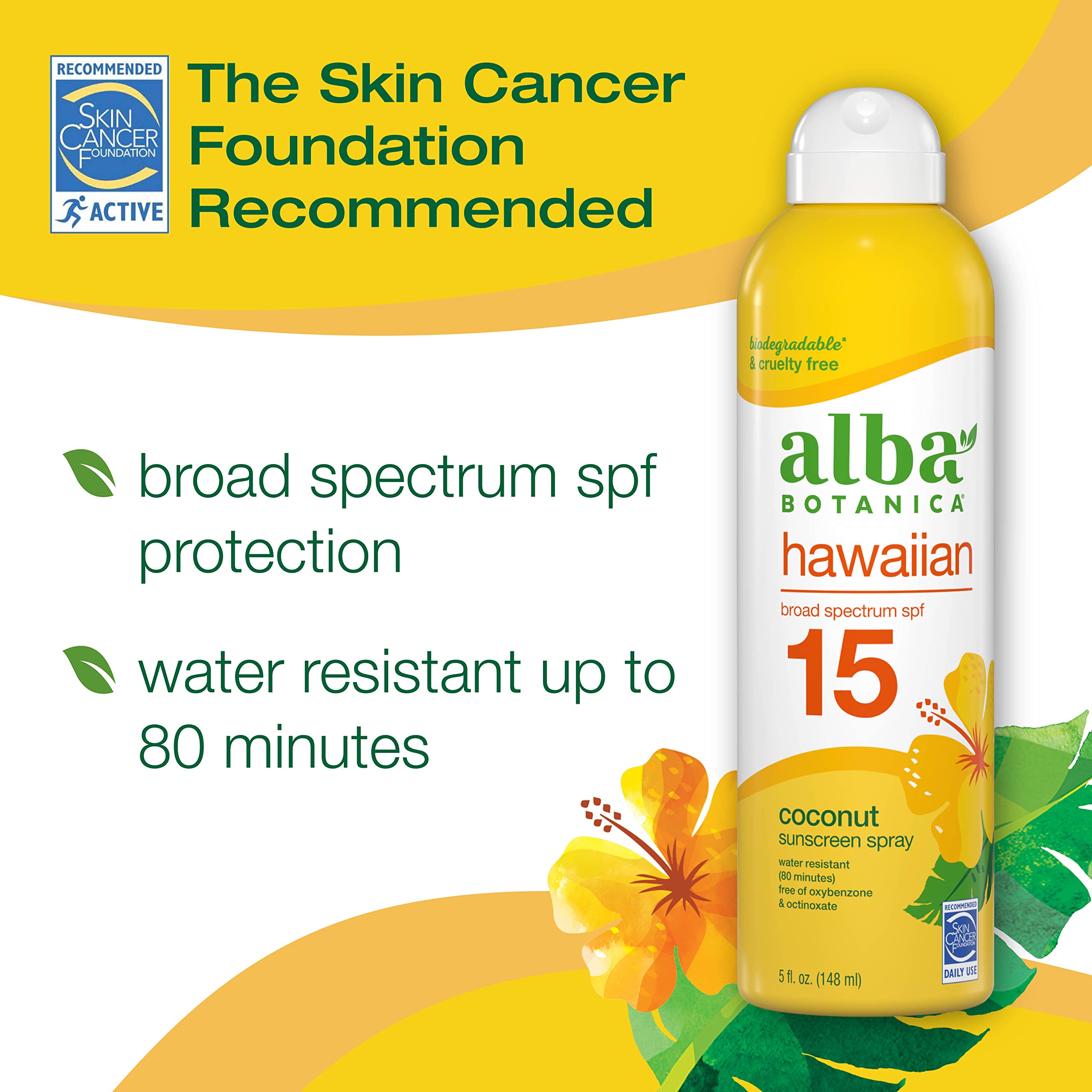Aplicación con Alba Botanica Sunscreen Spray en piel: rápida y ligera.
