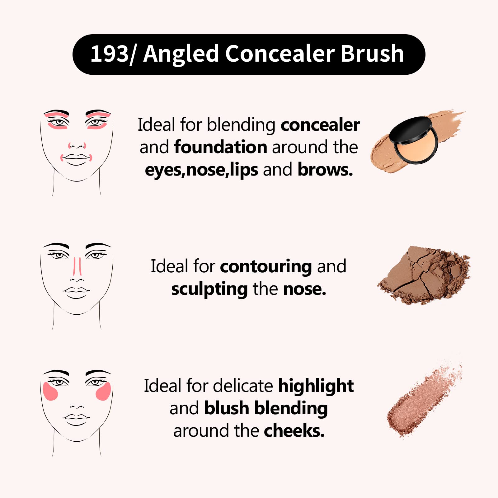 ALBEAUT brocha correctora uso bajo ojos para acabado natural