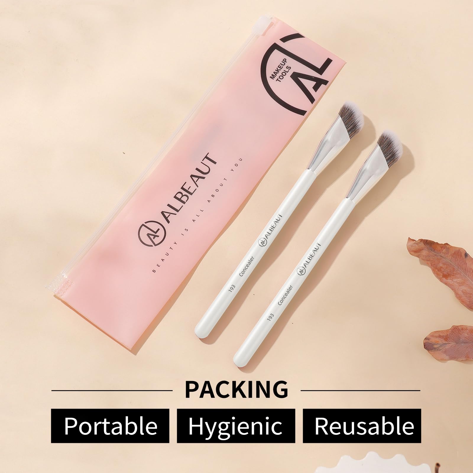 Albeaut ferrula de aluminio y mango compacto para control del maquillaje