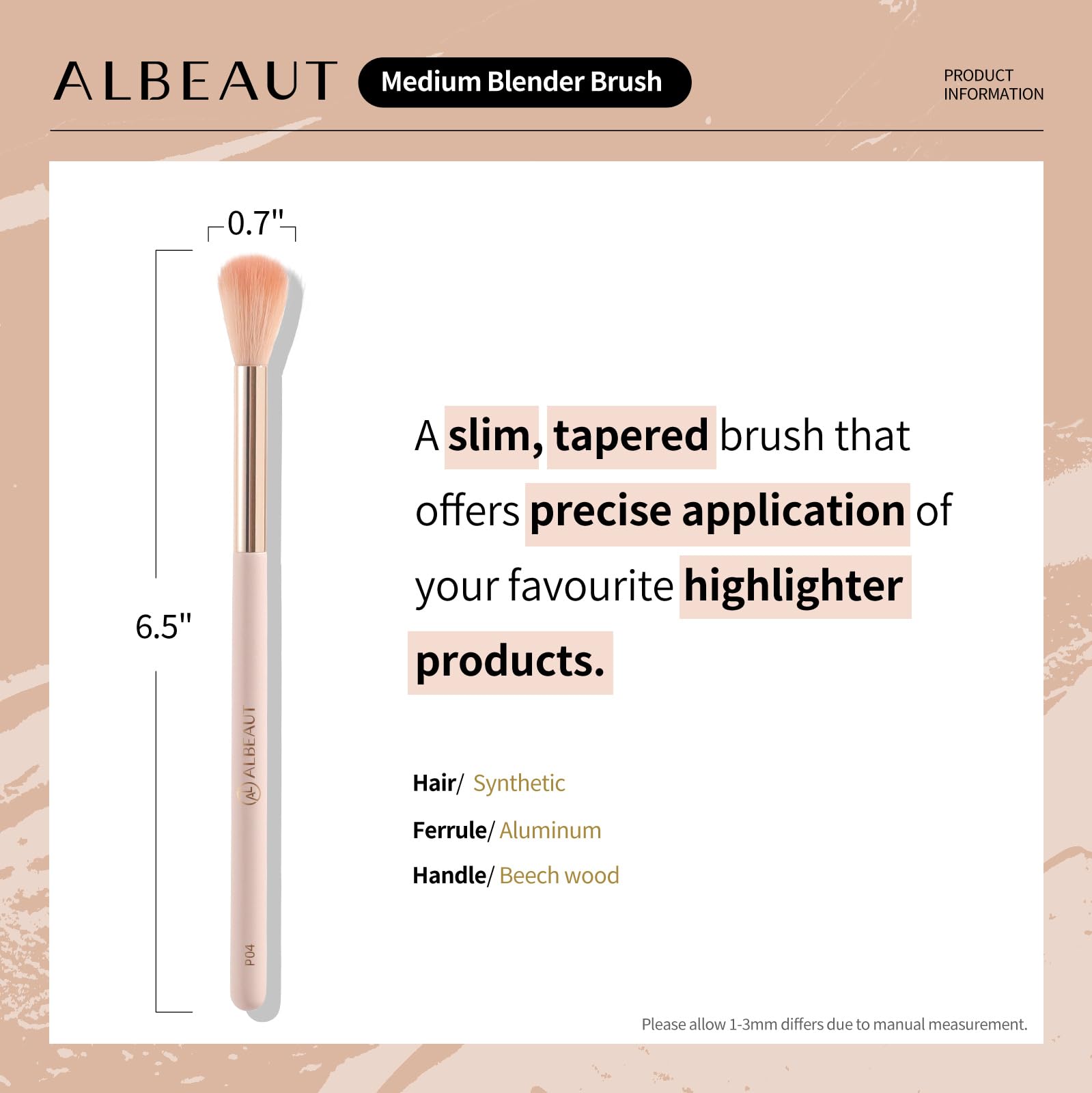 ALBEAUT pincel iluminador ideal para uso diario en rostro.