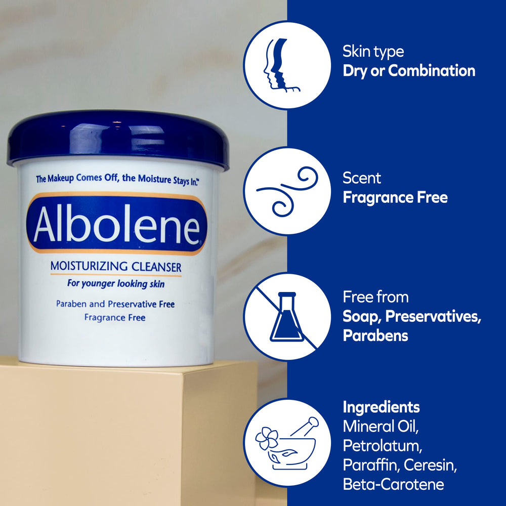 Albolene: adecuado para todo tipo de piel y rutina rápida.