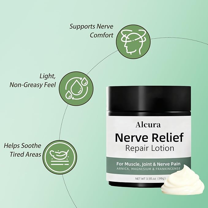 Crème Alcura pour les nerfs – application fluide pour massage quotidien.