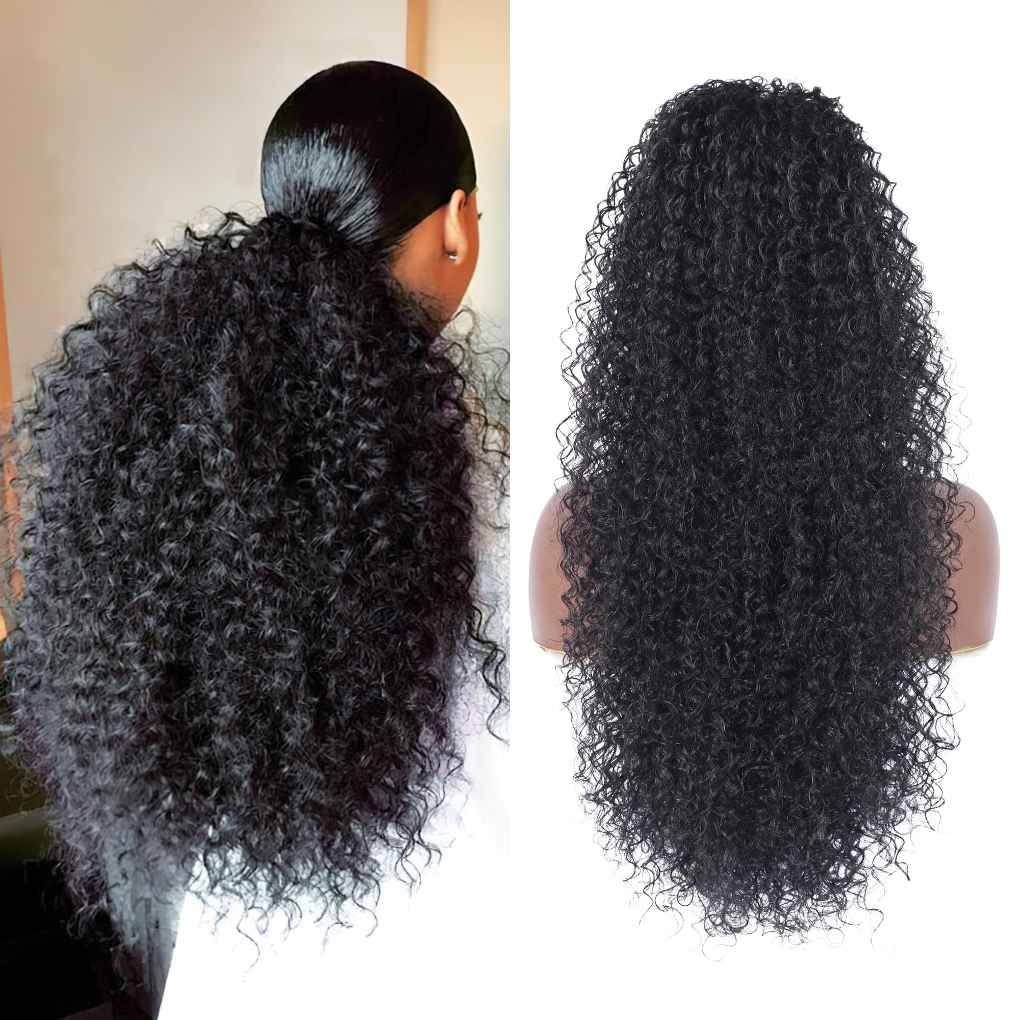 Alebery cola 27pulgadas cabello rizado profundo para apariencia natural y cómodo uso diario