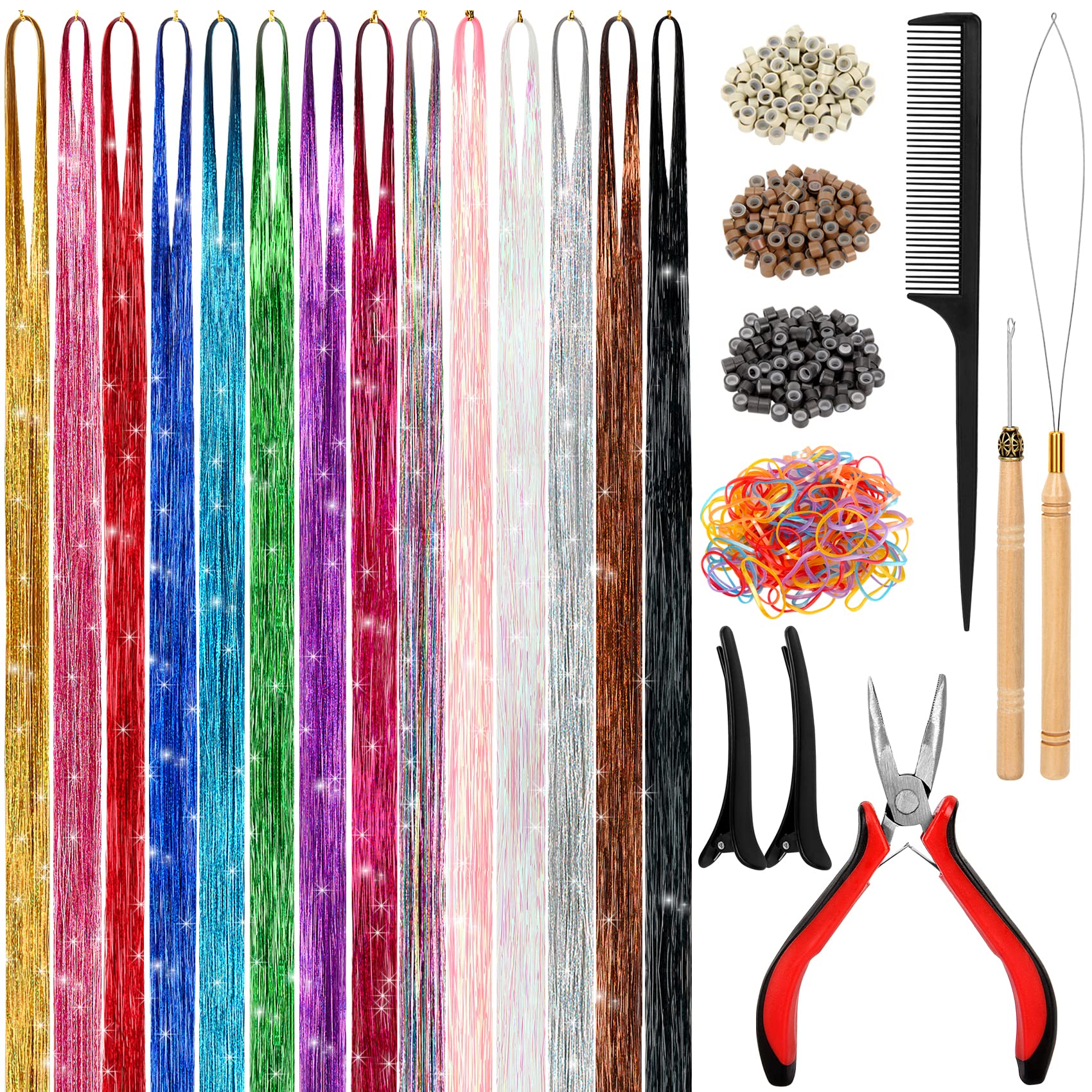 Alfie Darling kit mechones brillantes para cabello en 14 colores.