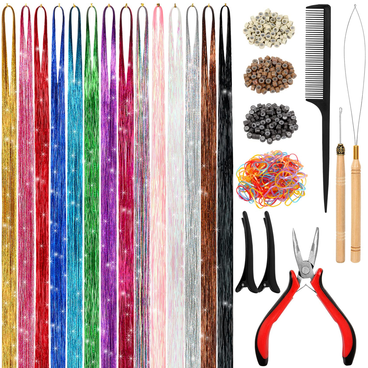 Alfie Darling kit mechones brillantes para cabello en 14 colores.
