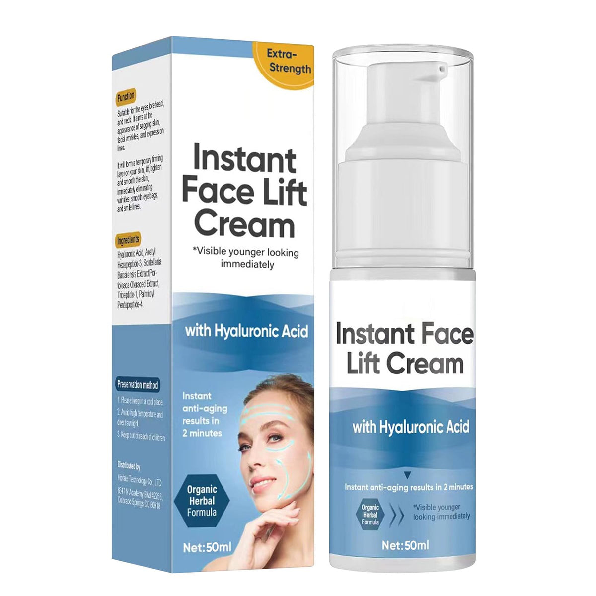 ALFREVER Crema Lifting Instantáneo: envase elegante para uso diario y firmeza.