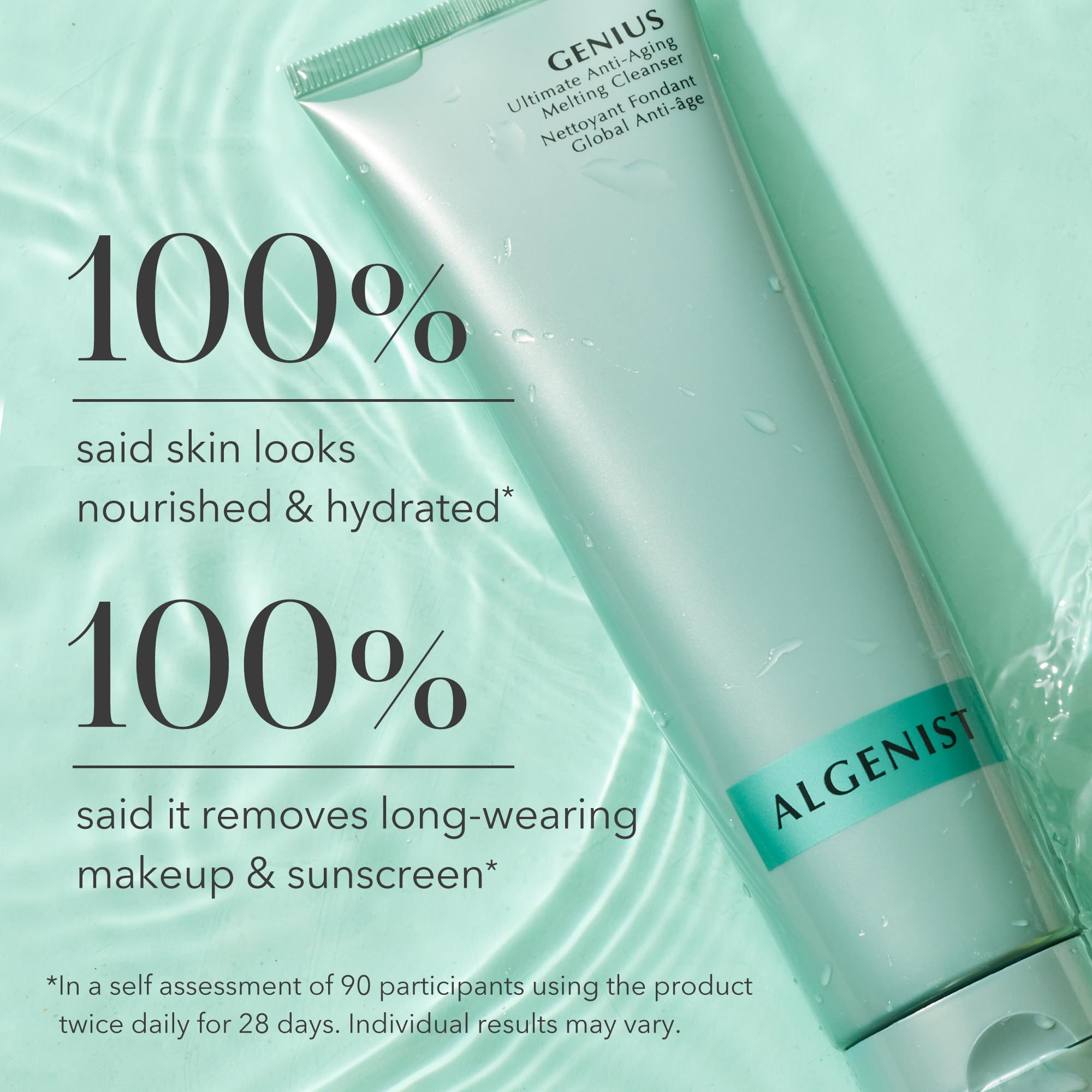 Algenist GENIUS emulsión lechosa transforma el aceite para enjuague suave.