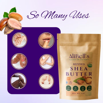 AliBell's Manteca de Karité refinada para uñas y piel, regeneración suave.