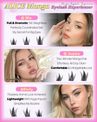 ALICE Manga Lash Clusters kit, clusters inferiores 5-7mm, para base suave