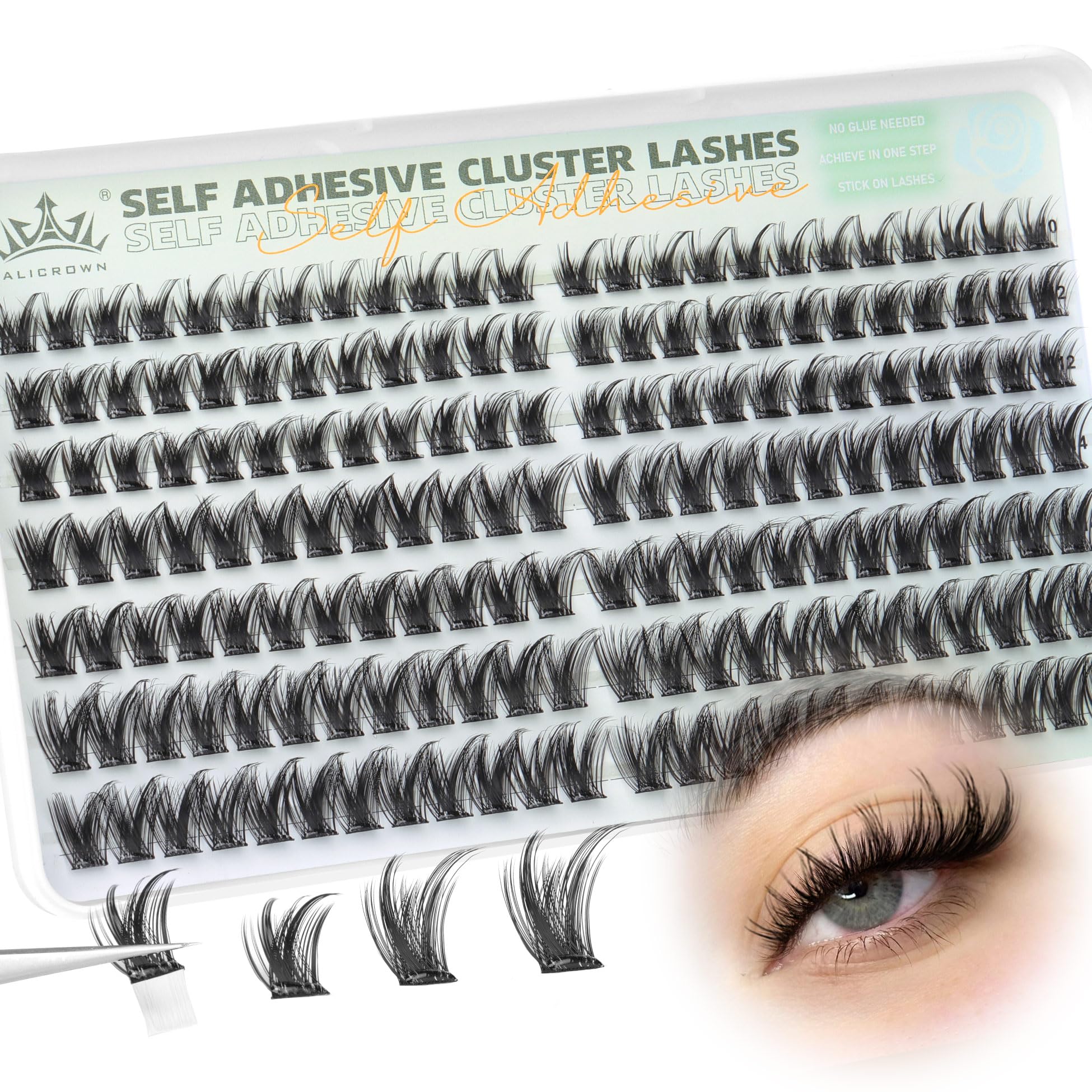 ALICROWN HAIR: Conjuntos de pestañas autoadhesivas 168 piezas para volumen inmediato.