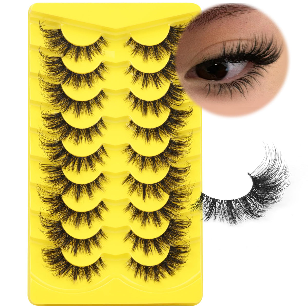 ALICROWN HAIR pestañas ojo de zorro con banda transparente para aspecto natural y cómodo.
