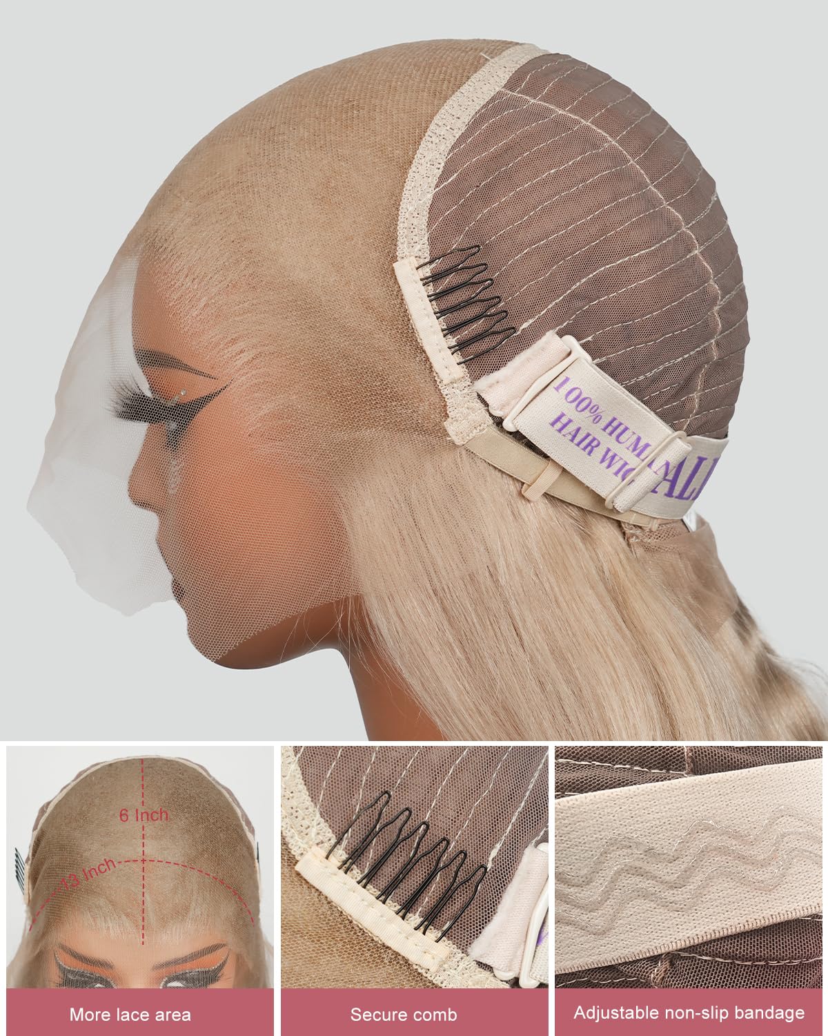 ALIDIDI MINI KNOTS rubio ceniza, longitud de 26 pulgadas con caída elegante.
