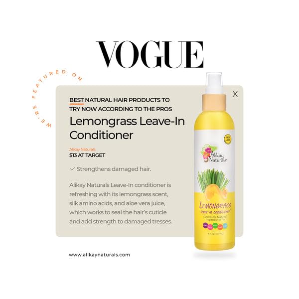 Alikay Naturals Acondicionador sin enjuague Citronela, aplicación rápida que deja el cabello manejable.