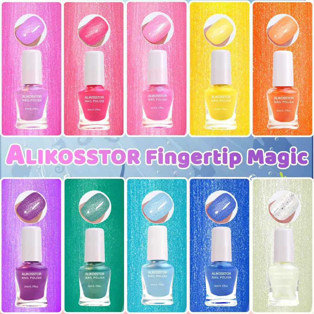 ALIKOSSTOR esmalte rosa y brillo, colores vibrantes para creatividad infantil.