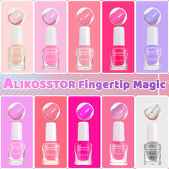 ALIKOSSTOR esmalte para uñas de niños con brillos rosados, acabado llamativo