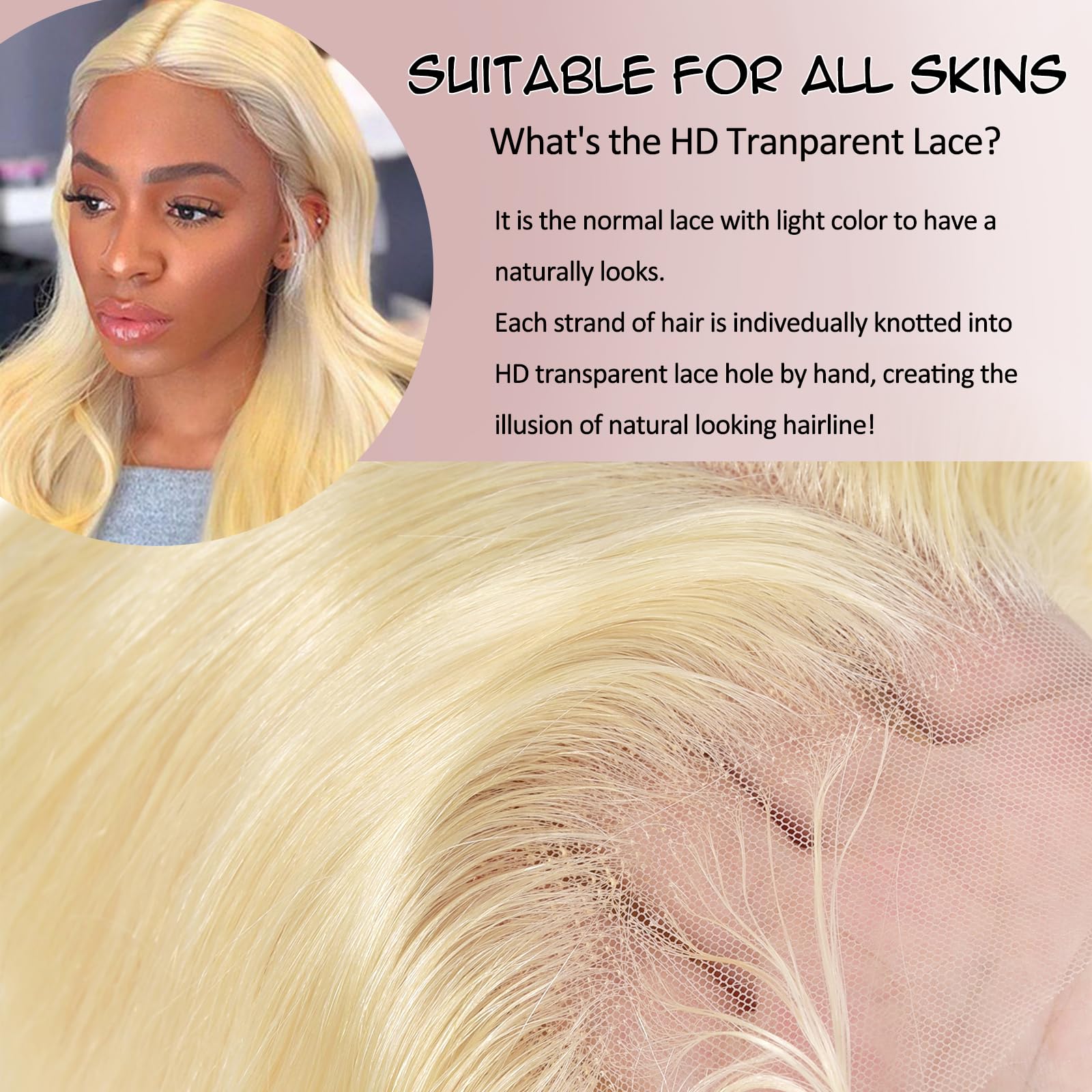Alimubi cabello humano 613: teñible y peinable para múltiples estilos.