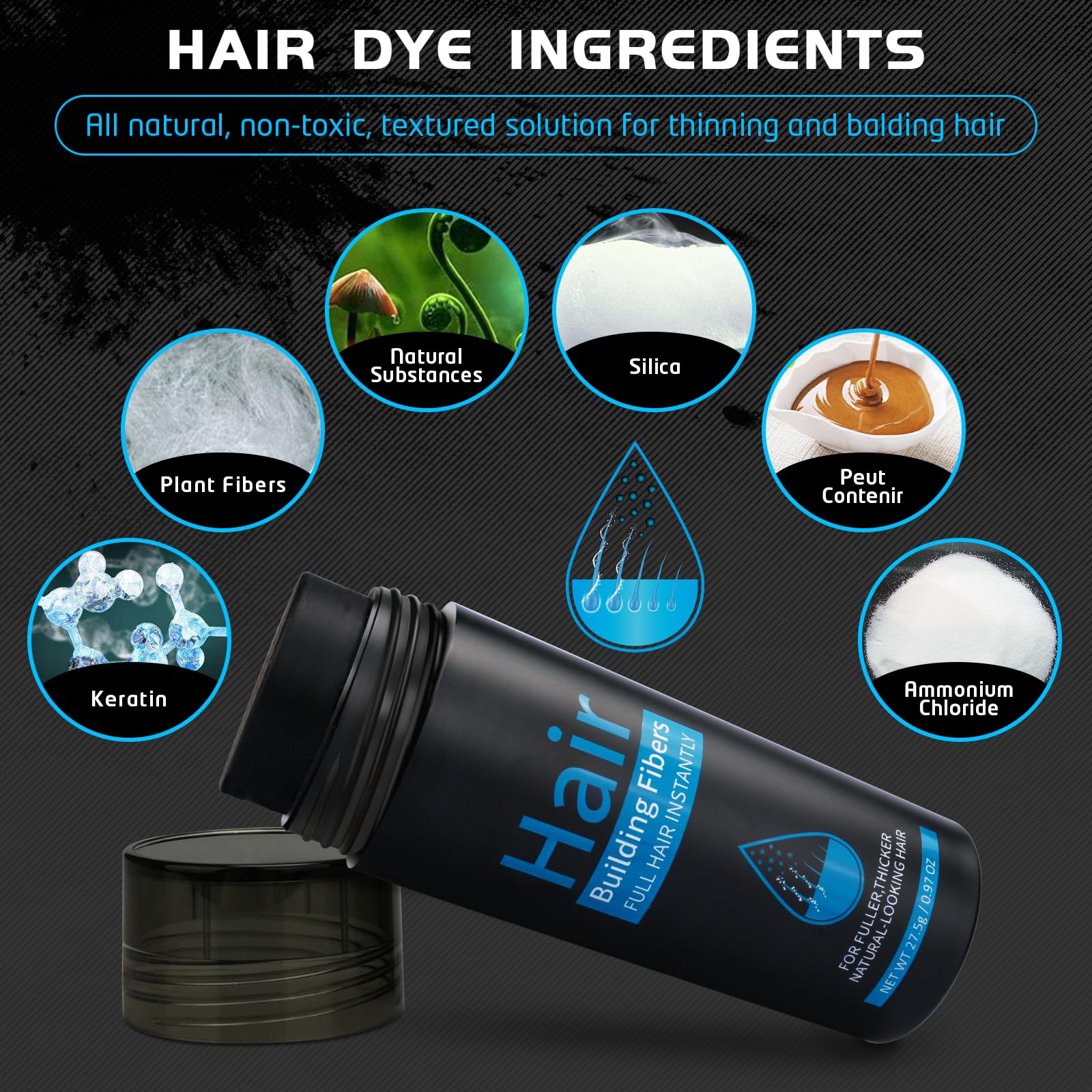 ALIVER: color natural de fibras para tono cercano al cabello.