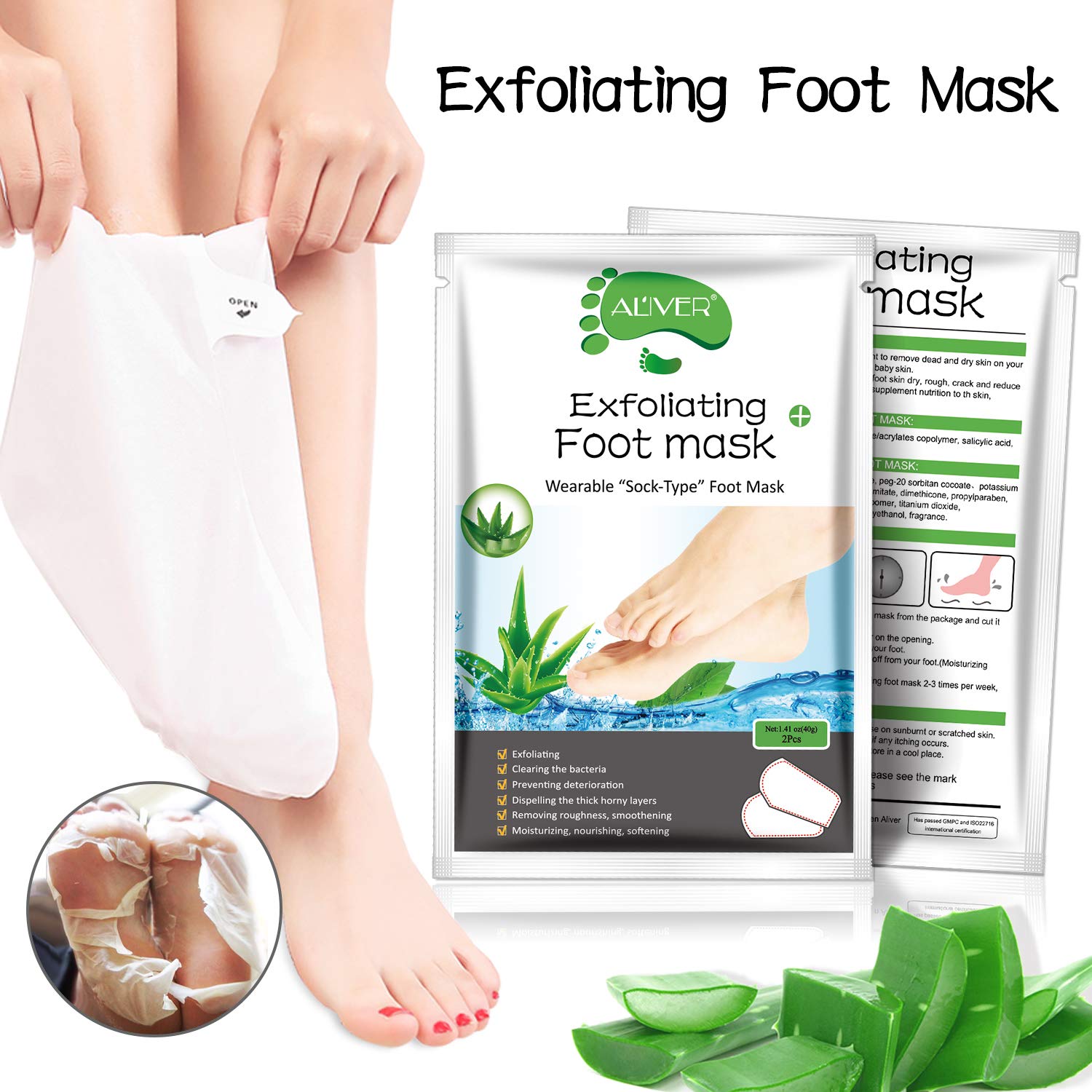 ALIVER mascarilla para pies durante la aplicación
