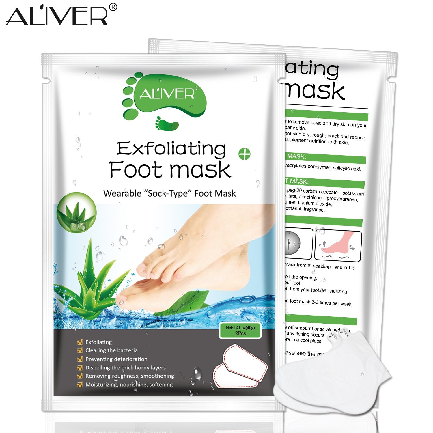 ALIVER mascarilla para pies, cuidado de la piel tras el tratamiento