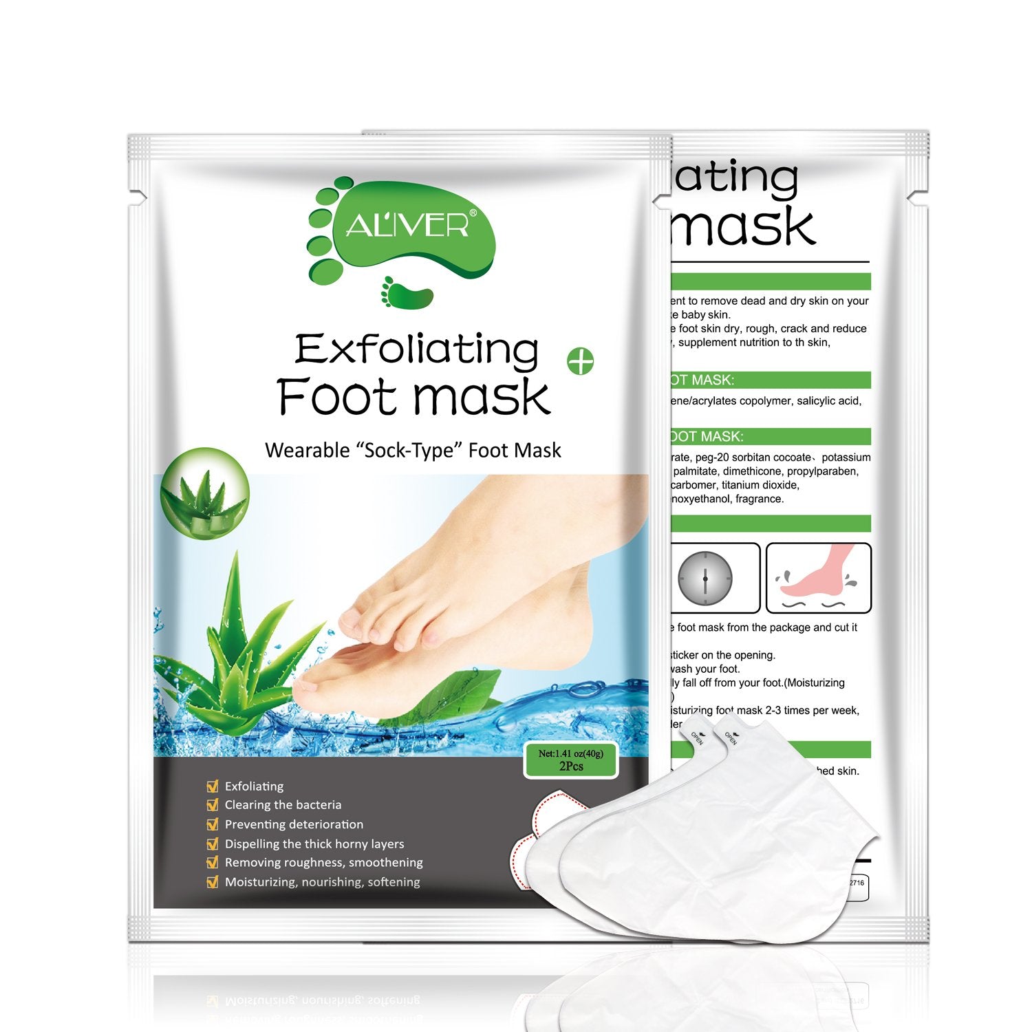 ALIVER mascarilla para pies, desprendimiento natural de piel muerta