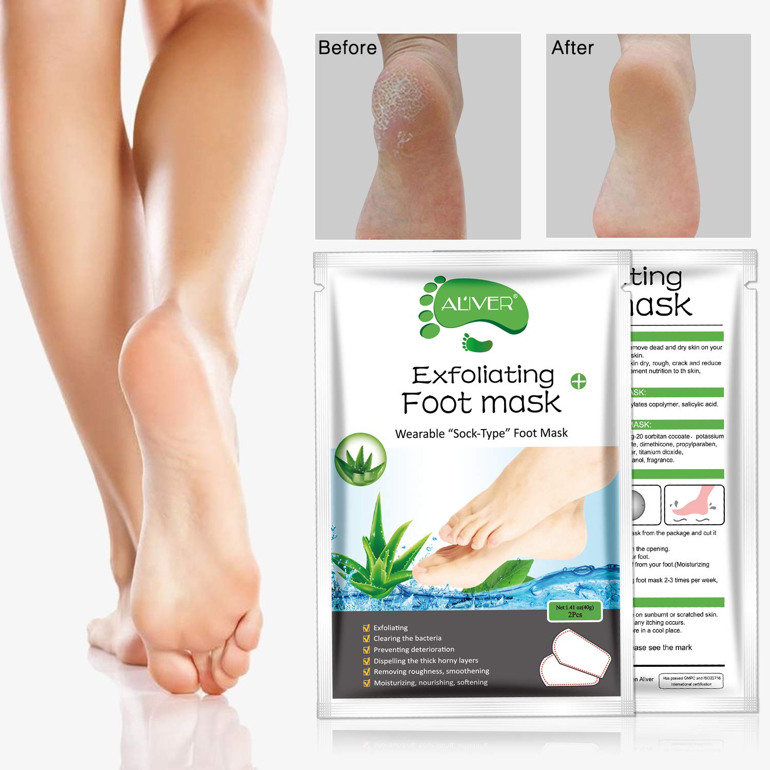 ALIVER mascarilla para pies, lavado posterior tras tratamiento