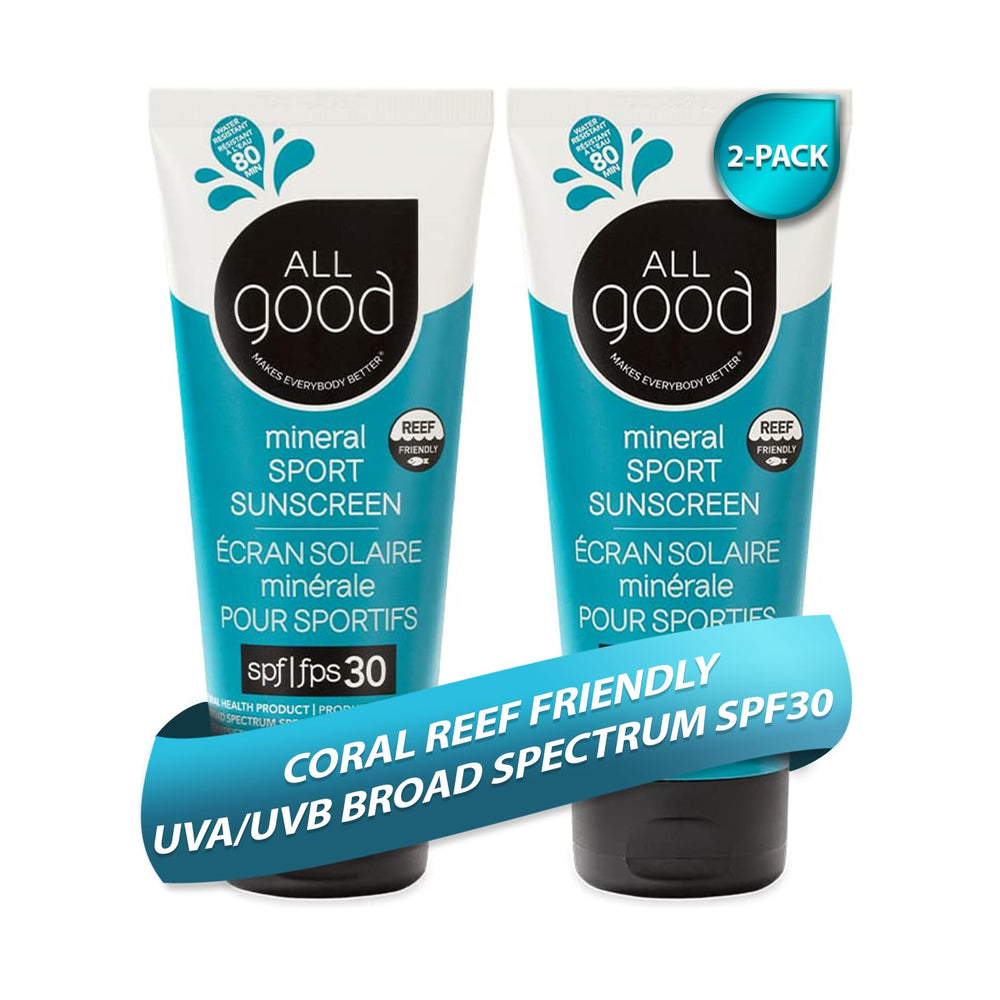 All Good Sunscreen deporte mineral, bote de 3 oz para uso al aire libre