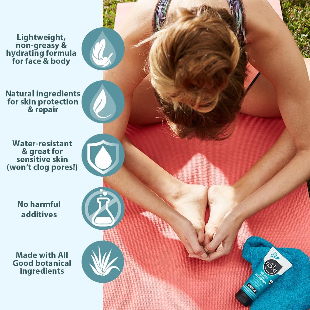 Protección resistente al agua y al sudor de All Good Sunscreen deporte mineral