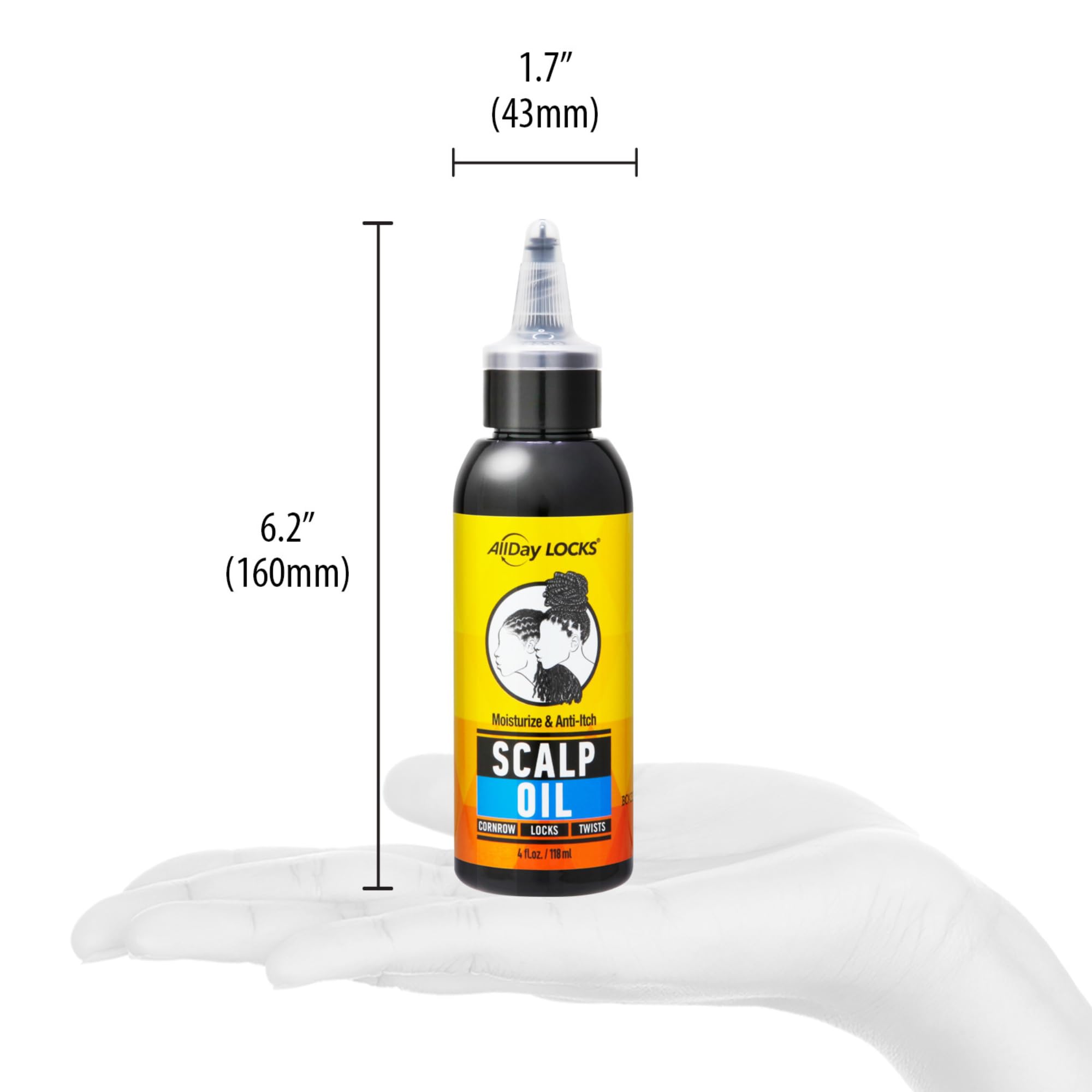 AllDay Locks Scalp Oil textura ligera, se absorbe rápido para una sensación fresca.