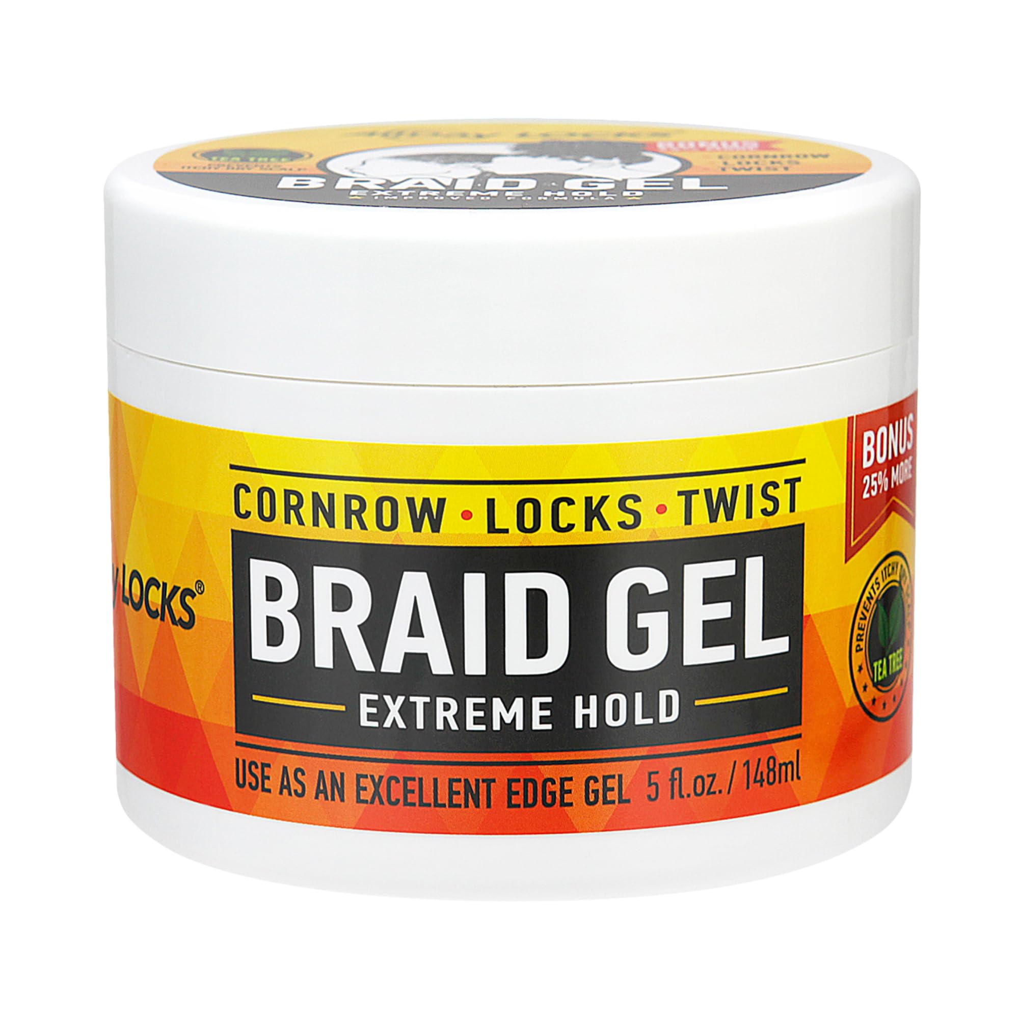 AllDay Locks Braid Gel, bote cercano, fijación duradera para peinados.
