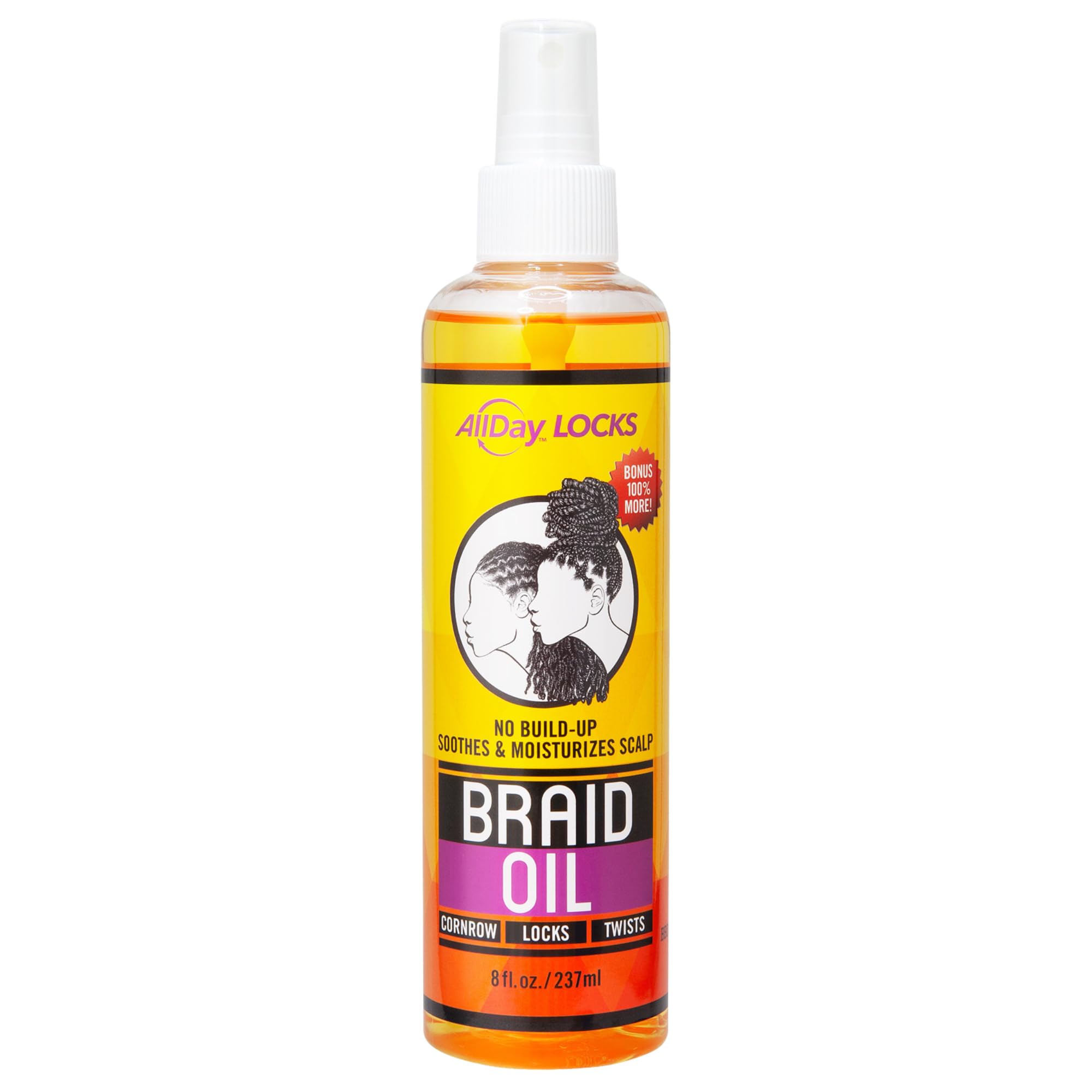 AllDay Locks Braid Oil Botella de 8 oz nutre el cuero cabelludo.