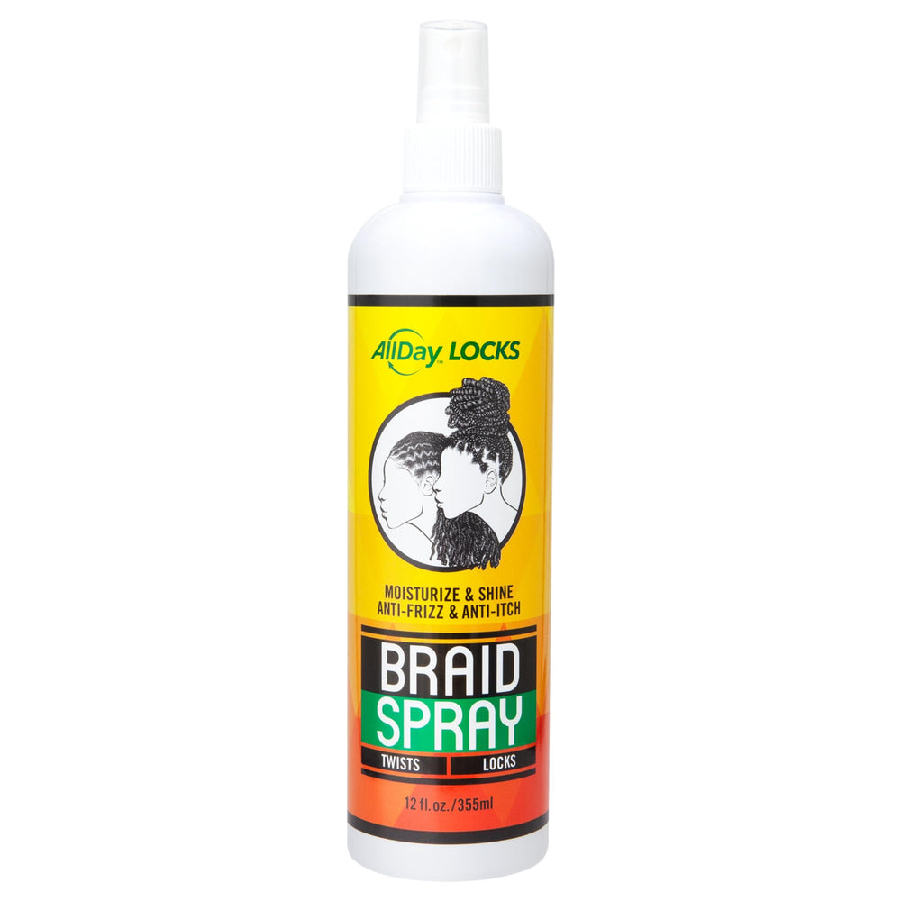 AllDay Locks Braid Spray, bote de 12 oz revitaliza trenzas sin apelmazarlas.