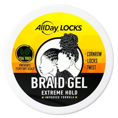 AllDay Locks Gel: application mains sur tresse pour définition nette.