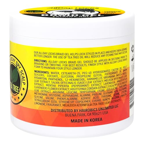 AllDay Locks Gel sur tresses définies, brillance naturelle et frizz maîtrisé.