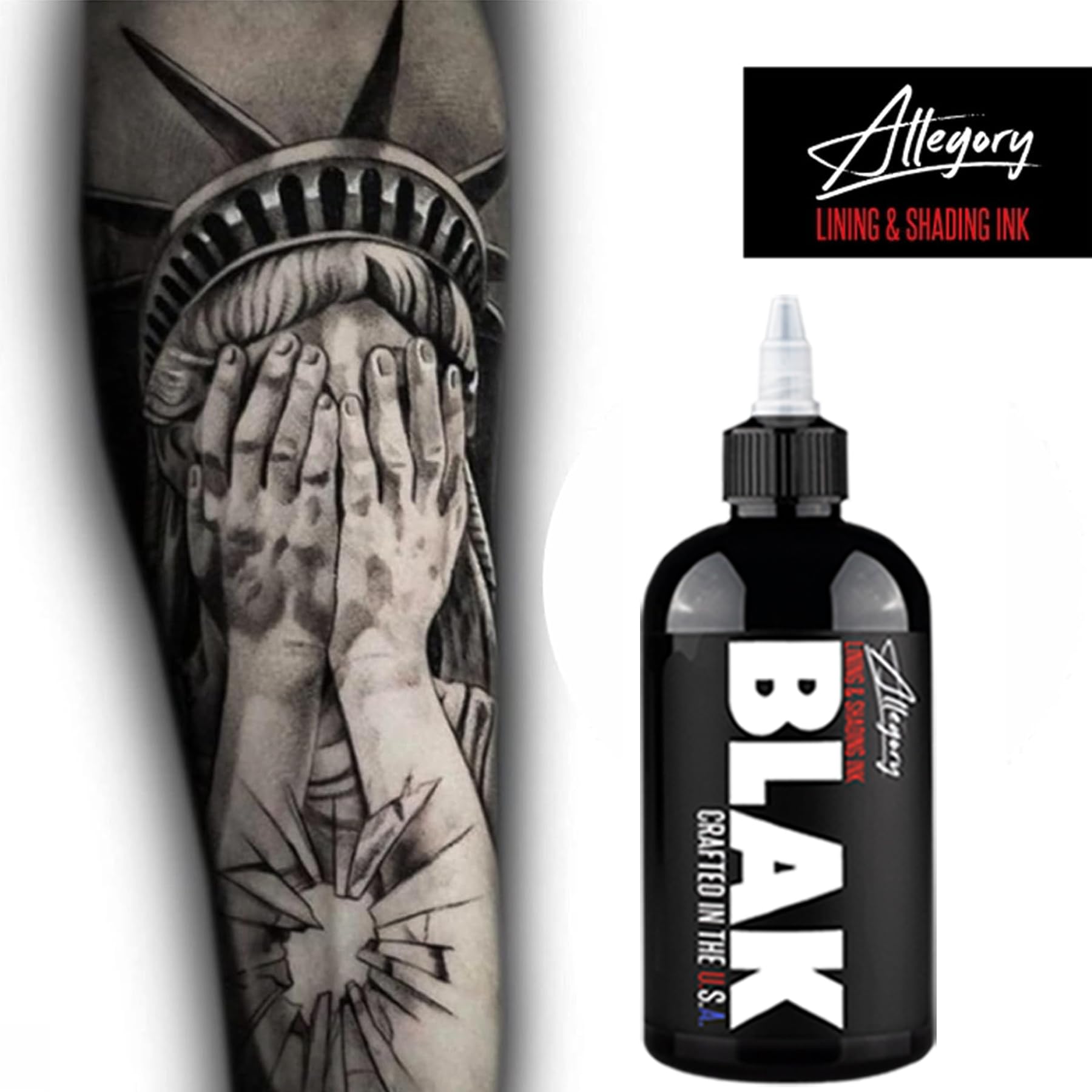 Allegory Blak etiqueta de la marca; tinta negra estable para tatuaje.