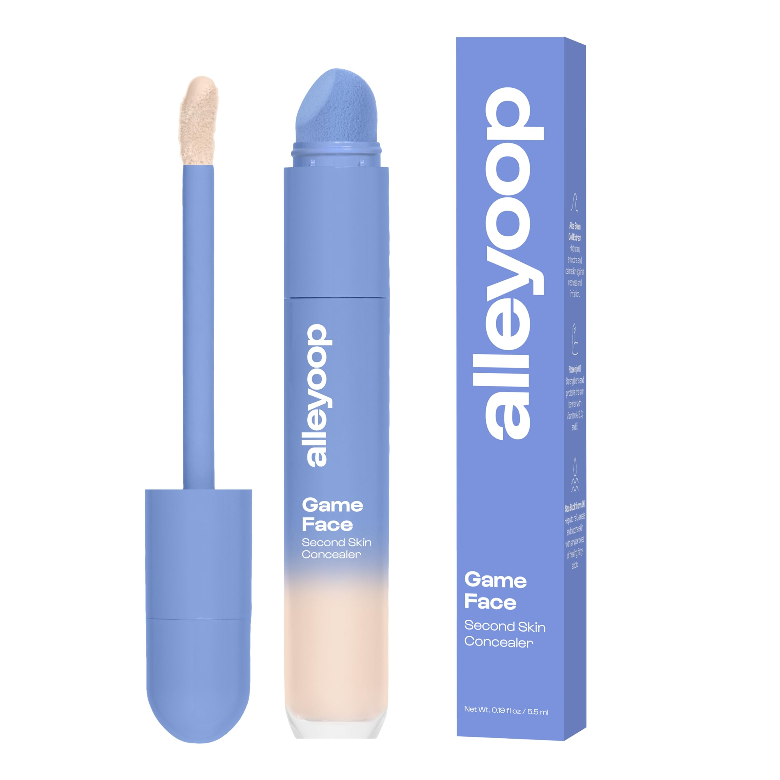 Alleyoop Game Face Concealer con aplicador integrado para retoques rápidos.