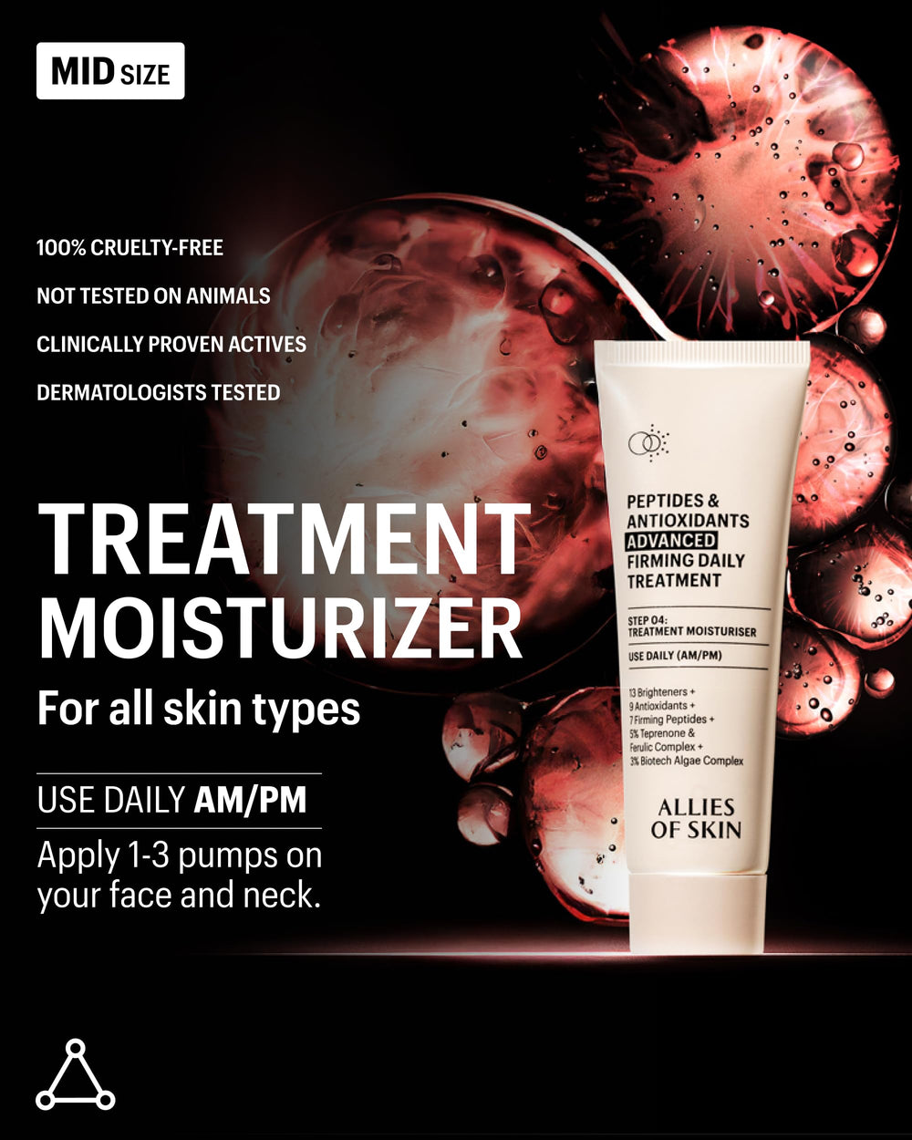 Dermatologist-tested seal on Allies of Skin packaging for sensitive skin safety
