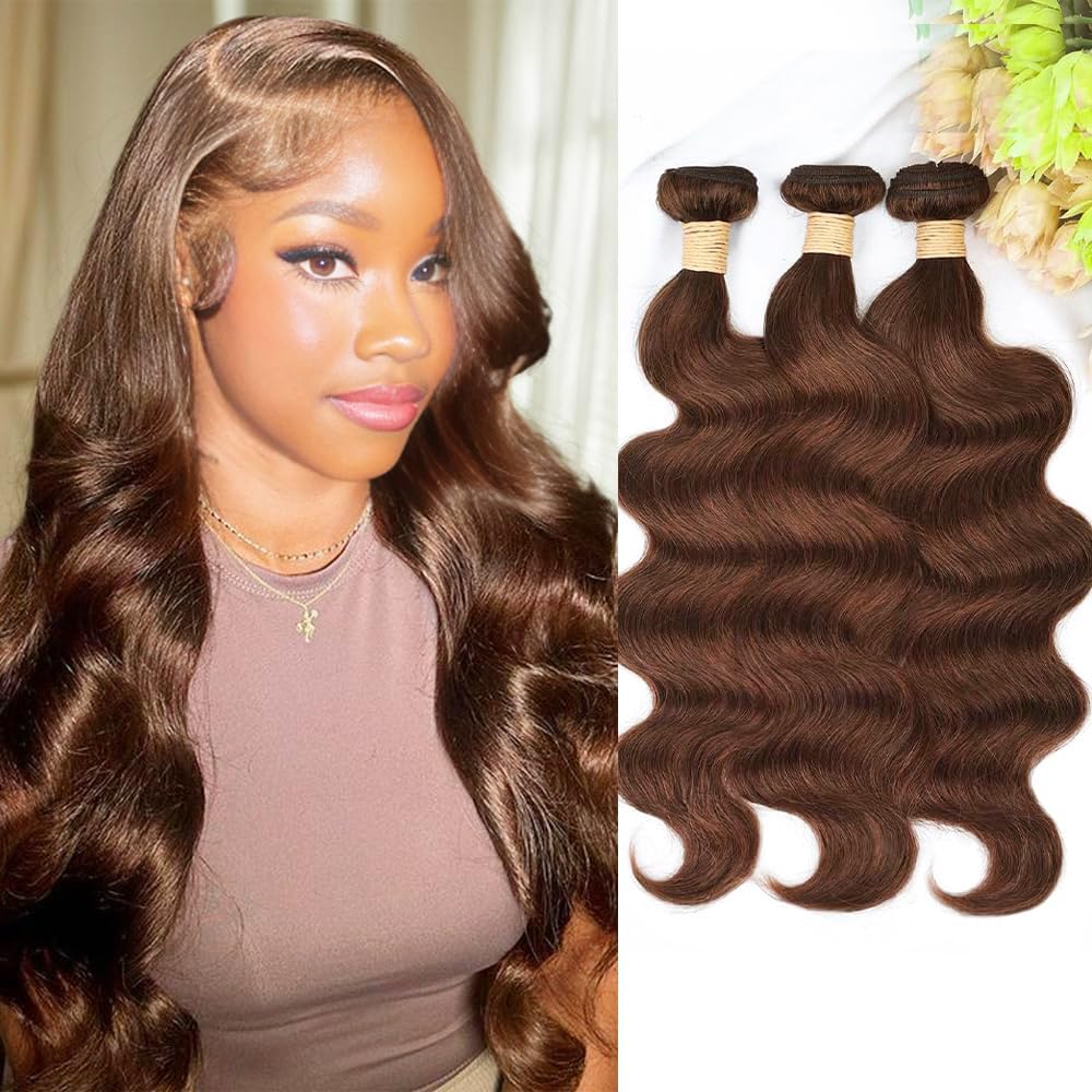 ALLRUN paquetes de cabello brasileño virgen con onda corporal de 18-22 pulgadas