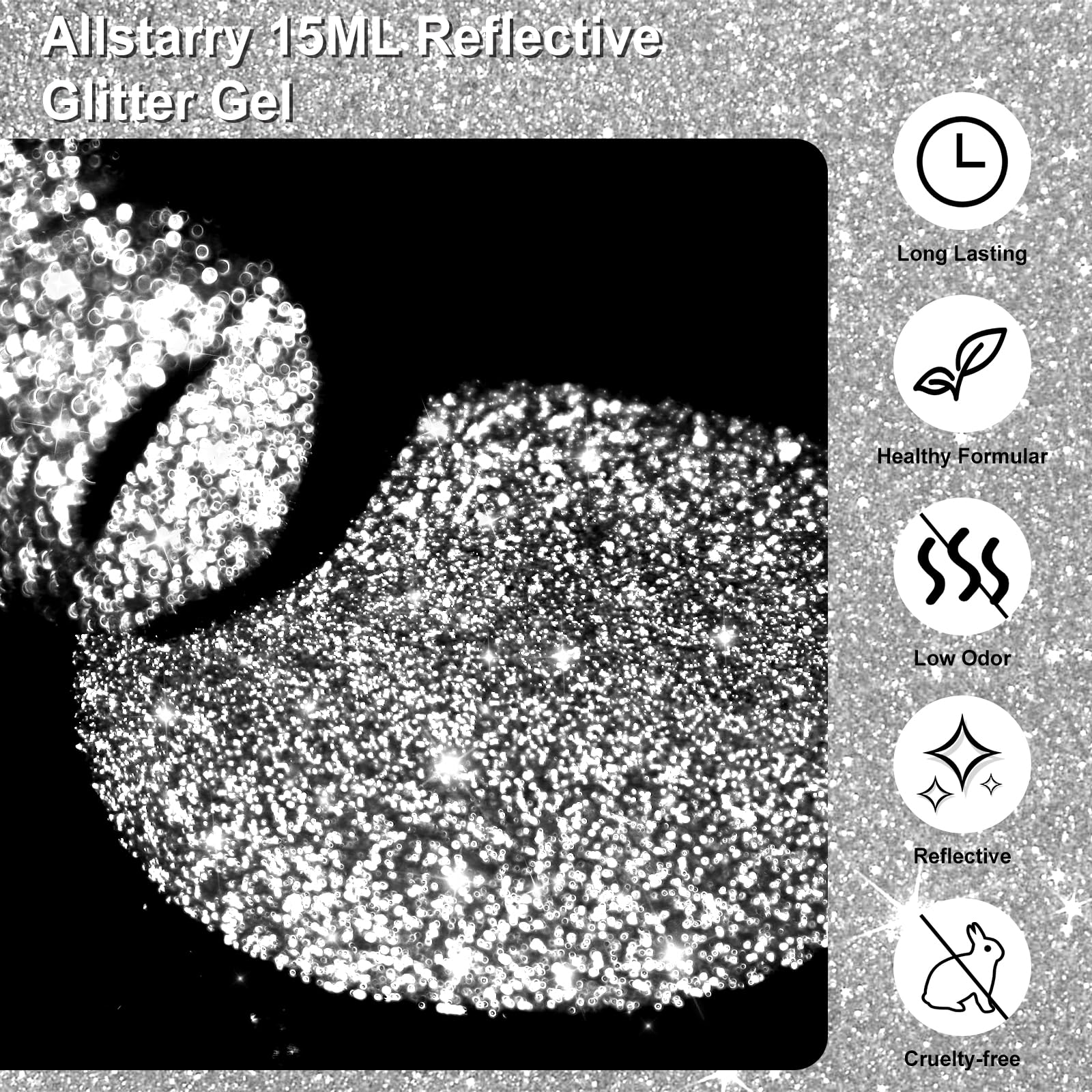 Allstarry destellos holográficos para efecto disco en la manicura.