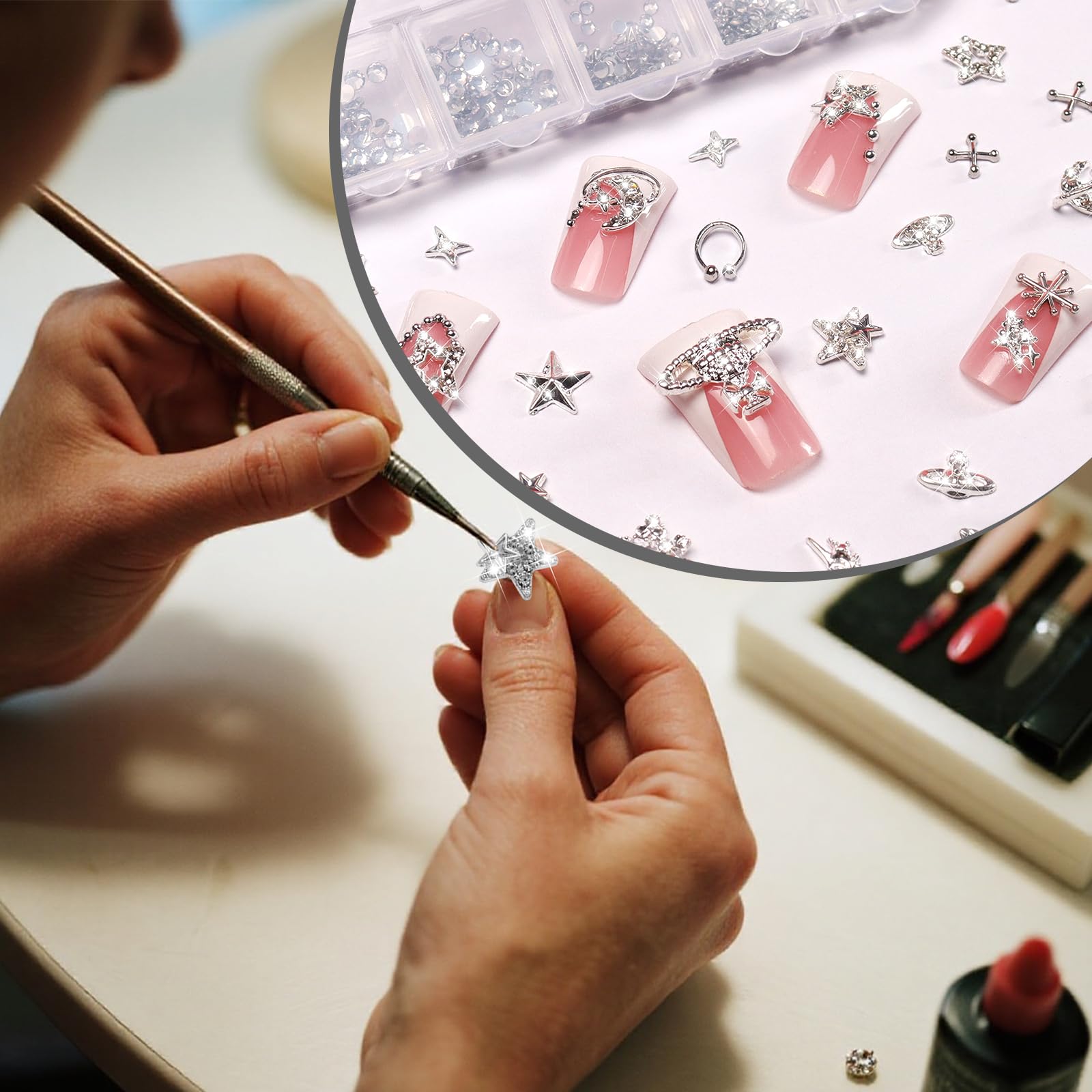 Allstarry diseños 3D góticos para uñas con profundidad y estilo.