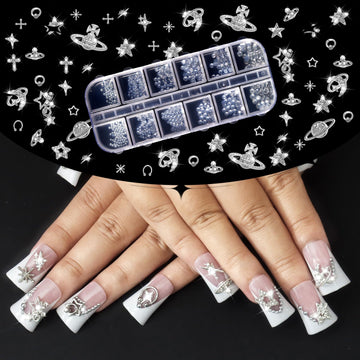 Allstarry diseños destellos plateados para uñas, versátil y festivo.