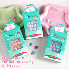 Allstarry uñas postizas para niñas, tonos rosa y lila, regalo perfecto