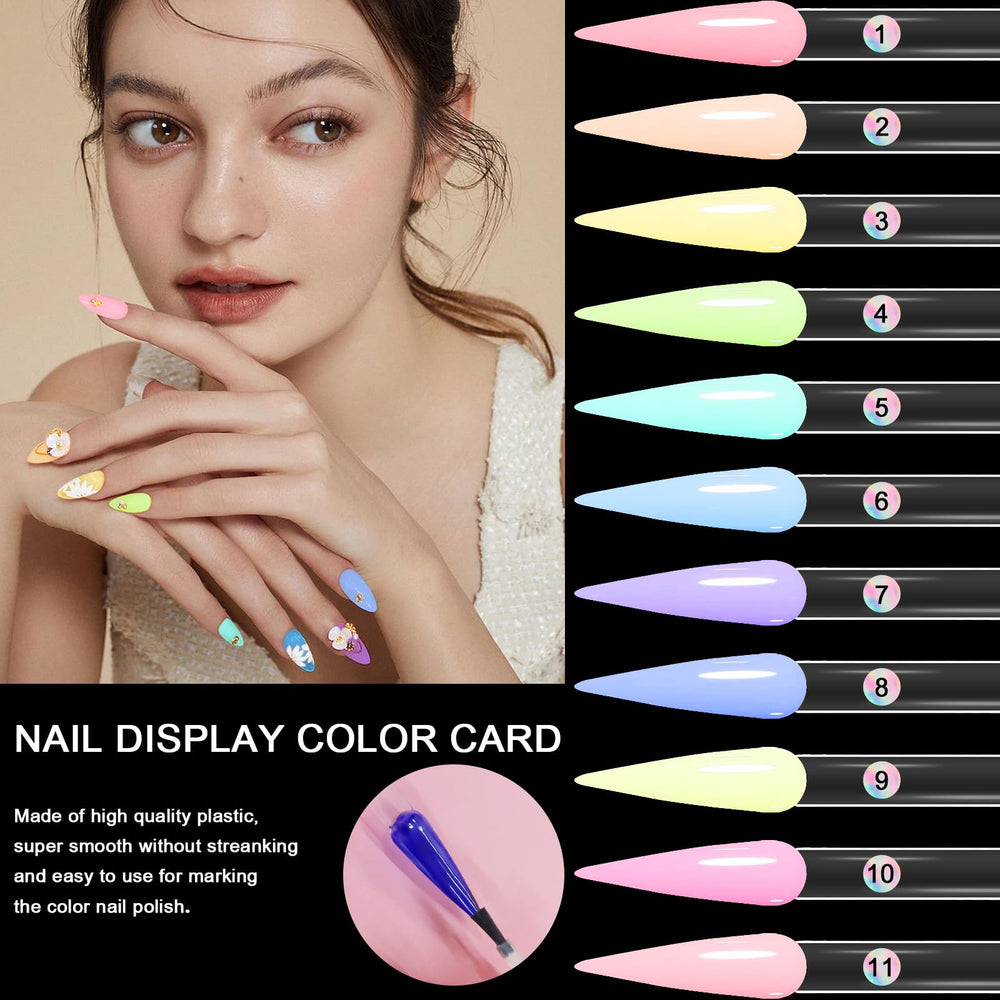 Allstarry muestrario de uñas con puntas transparentes para practicar y mostrar colores con precisión