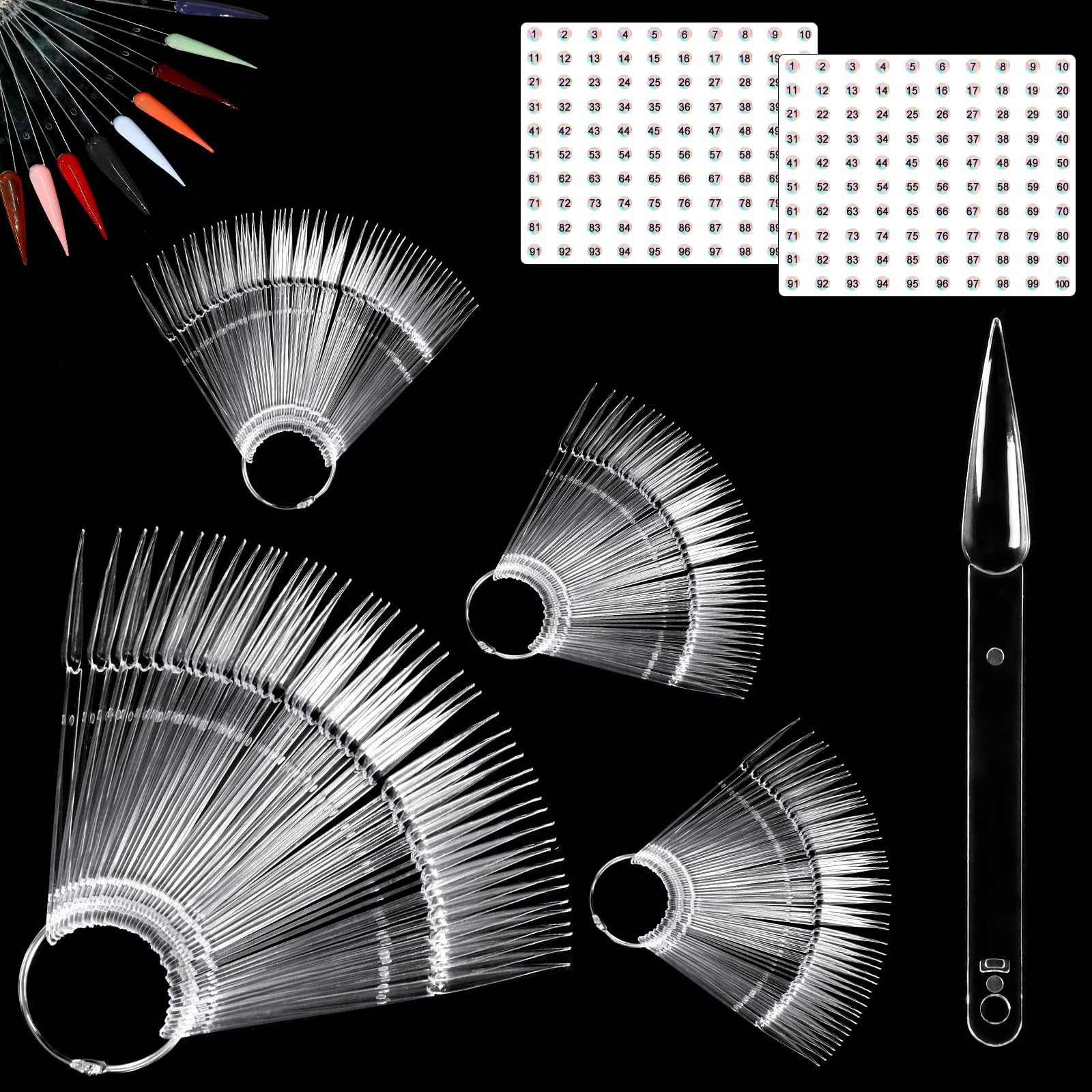 Allstarry muestras de uñas transparentes con anillos para organizar colores de esmalte