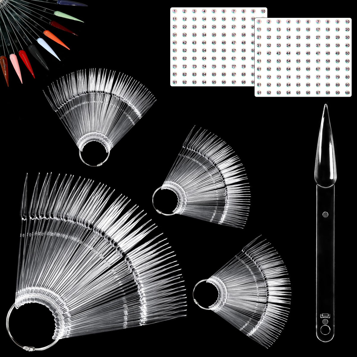 Allstarry muestras de uñas transparentes con anillos para organizar colores de esmalte